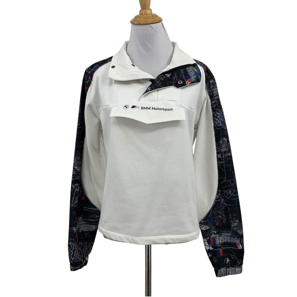 BMW Motorsport Jacket Womens S Small Multi Street Half Zip Raglan Pullover Puma